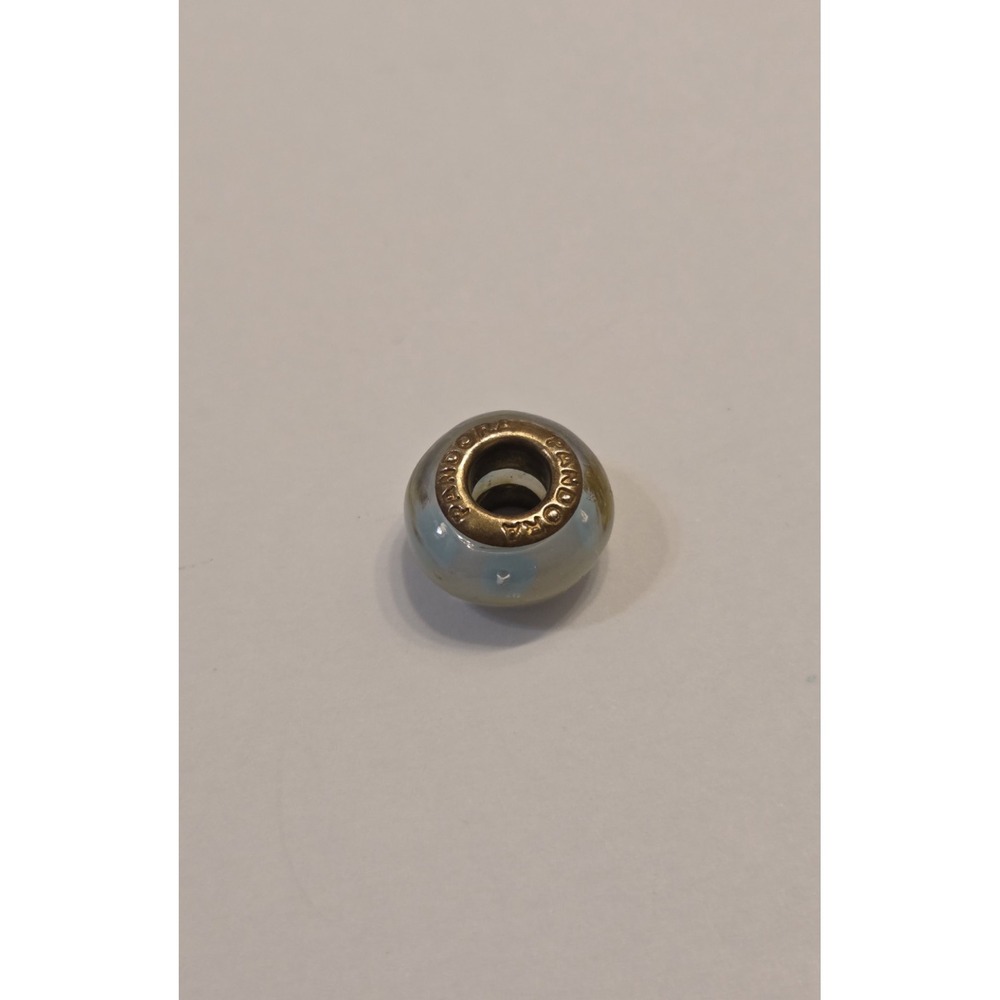 Vintage Pandora Blue White Murano Glass Slide Bead - Picture 3 of 4